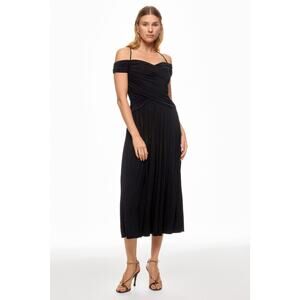 Rosetta Getty Off The Shoulder Ruched Bodice Dress Black Jersey Midi Sz 6